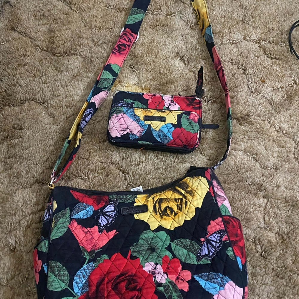 Red and Yellow Floral Shoulder Bag Set